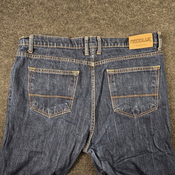 Y2K Neoblue Mens Blue Dark Wash Jeans Straight Leg Denim Made in USA Size 38x27 - Picture 4 of 13